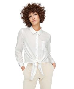 ONLY Hemdbluse Lecey in Weiß mit Knotendetail vorn