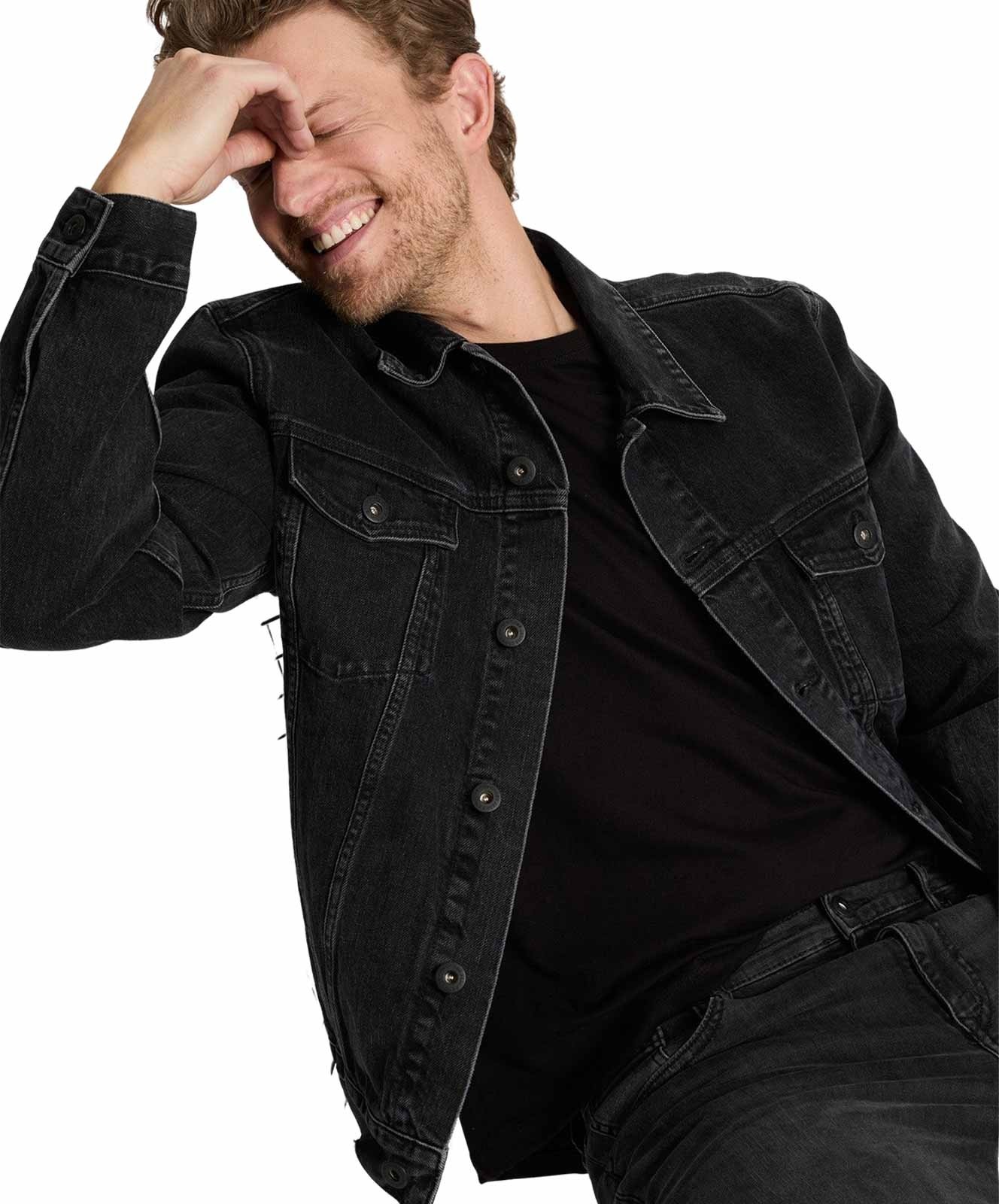 Herren Jacke Denim Jacket von Cross in Black Used