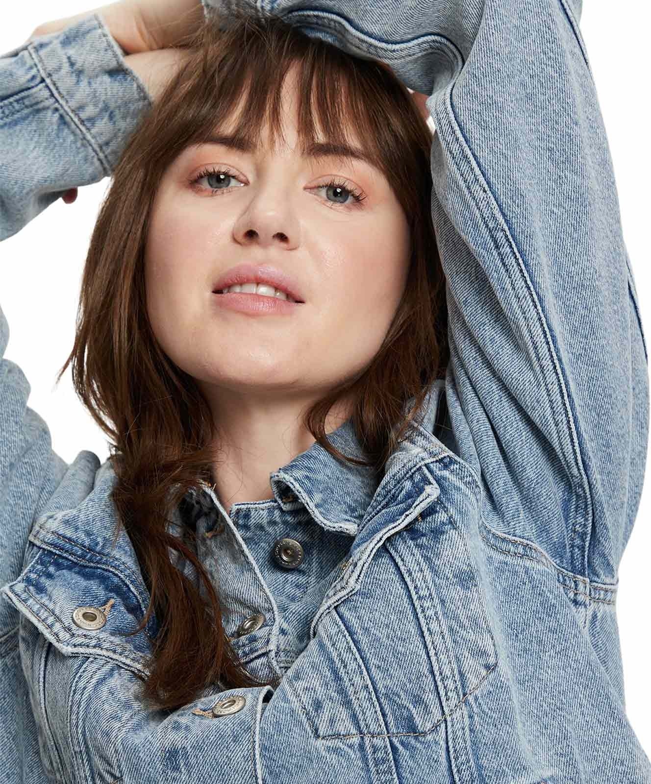 Damen Jacke Regular Jeansjacke von Cross in Light Blue