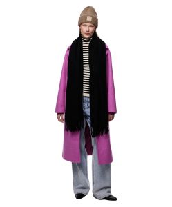 Pieces Wollschal Jira mit Fransen in Schwarz