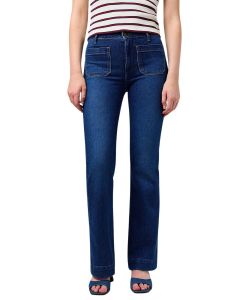Wrangler Flare Jeans mit High Waist in Dunkelblau